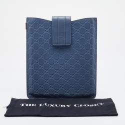 Gucci Blue Guccissima Leather iPad Case