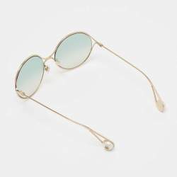 Pre Owned Gucci Light Green GG0253SA 001Gradient Round Sunglasses