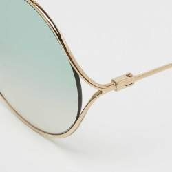 Pre Owned Gucci Light Green GG0253SA 001Gradient Round Sunglasses