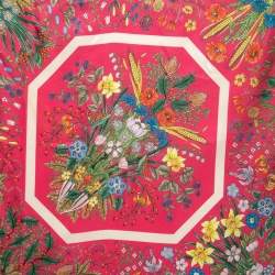 Pre Owned Gucci Multicolor Floral Printed Silk Square Scarf