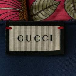 Pre Owned Gucci Multicolor Floral Printed Silk Square Scarf