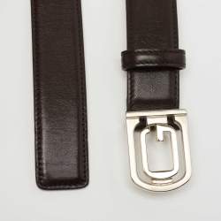 Pre Owned Gucci Dark Brown Leather G Buckle Belt 85CM