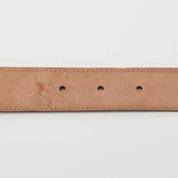 Pre Owned Gucci Dark Brown Leather G Buckle Belt 85CM