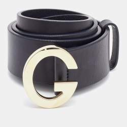 Gucci Black Leather G Logo Buckle Belt 80 CM