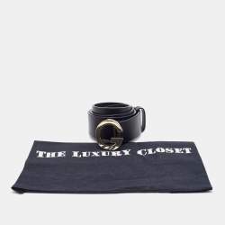 Gucci Black Leather G Logo Buckle Belt 80 CM