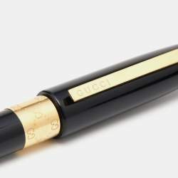 Gucci GG Black Lacquer Gold Tone Ballpoint Pen