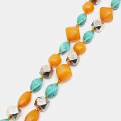 Pre Owned Gucci GG Beads Resin Silver Tone Long Necklace