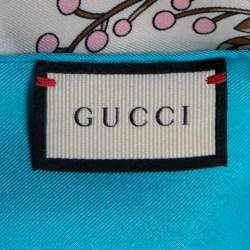 Gucci Multicolor Carre Flowers and Tassel Print Silk Square Scarf