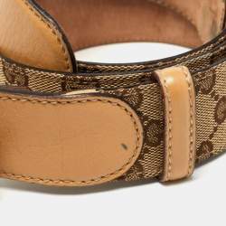 Gucci Beige GG Supreme Canvas and Leather G Buckle Belt 95CM
