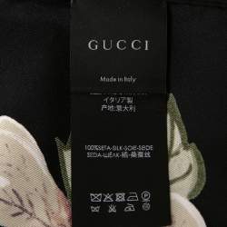 Gucci Black Flora Knight Print Silk Scarf