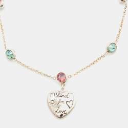 Pre Owned Gucci Blind For Love Crystal Sterling Silver Chain Bracelet