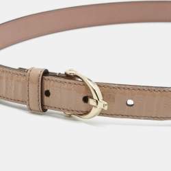 Pre Owned Gucci Beige Guccissima Patent Leather Buckle Slim Belt 85CM