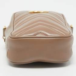 Gucci Beige Matelasse Leather GG Marmont Phone Crossbody Bag