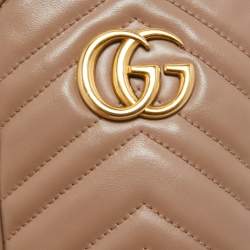 Gucci Beige Matelasse Leather GG Marmont Phone Crossbody Bag