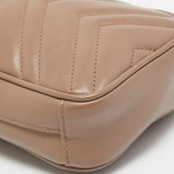 Gucci Beige Matelasse Leather GG Marmont Phone Crossbody Bag