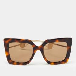 Gucci Brown Tortoise GG0435S Butterfly Sunglasses