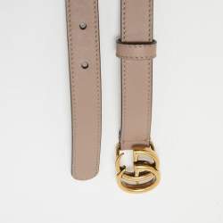 Gucci Beige Leather GG Marmont Slim Belt 80CM