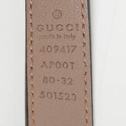 Gucci Beige Leather GG Marmont Slim Belt 80CM