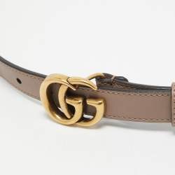 Gucci Beige Leather GG Marmont Slim Belt 80CM