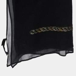 مملوكة مسبقًا Gucci Black GG Lurex Woven Silk Cashmere Scarf