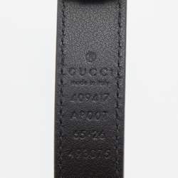 Pre Owned Gucci Black Leather Double G Buckle Belt 65 CM