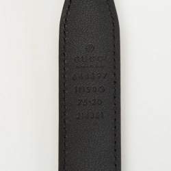 Pre Owned Gucci Black Leather Horsebit Slim Waist Belt 75CM