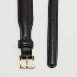 Pre Owned Gucci Black Leather Horsebit Slim Waist Belt 75CM
