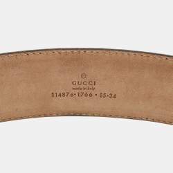 Pre Owned Gucci Olive Green Guccissima Leather Interlocking G Buckle Belt 85CM