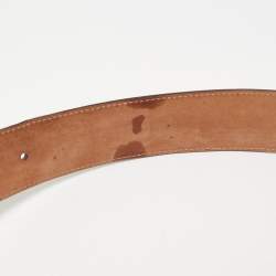 Gucci White Guccissima Leather Interlocking G Buckle Belt 80CM