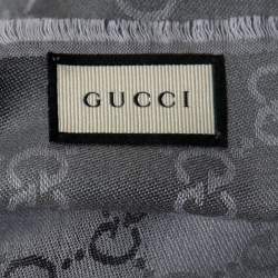 Gucci Grey Guccissima Jacquard Striped Wool & Silk Stole