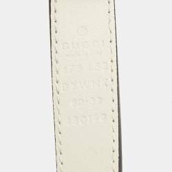 Gucci White Leather Queen Margaret Slim Belt 80CM