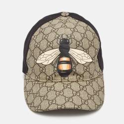 Pre Owned Gucci Beige Canvas Bee GG Supreme Trucker Hat M