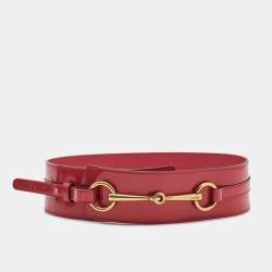 Gucci Pink Patent Leather Horsebit Wide Waist Belt 80CM