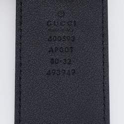 Gucci Black Leather GG Marmont Buckle Belt 80CM