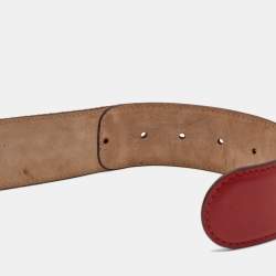 Gucci Red Web Canvas and Leather Interlocking G Belt 90CM