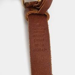 Pre Owned Gucci Brown Leather Double G Buckle Belt 90CM