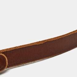 Pre Owned Gucci Brown Leather Double G Buckle Belt 90CM