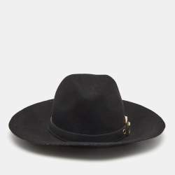Pre Owned Gucci Black Wool Panama Hat M