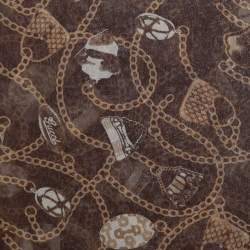 Pre Owned Gucci Vintage Brown Printed Silk Scarf