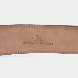 Pre Owned Gucci Black Leather Double G Buckle Belt 80CM