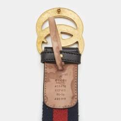 Gucci Black/Red Leather and Canvas GG Web Buckle Belt 90CM