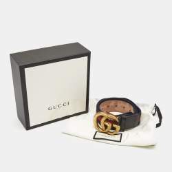 Gucci Black/Red Leather and Canvas GG Web Buckle Belt 90CM