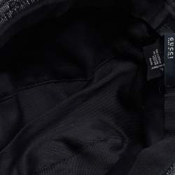 Pre Owned Gucci Dark Grey Logo Jacquard Leather Trim Bucket Hat L