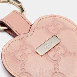 Gucci Pink Guccissima Leather Heart Key Chain