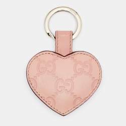 Gucci Red Guccissima Heart Key Holder Brown Leather Pony-style