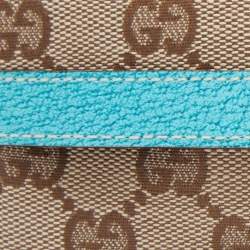 Pre Owned Gucci Beige/Blue GG Canvas and Leather Tissue Pouch