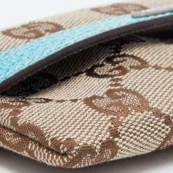 Pre Owned Gucci Beige/Blue GG Canvas and Leather Tissue Pouch