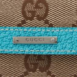 Pre Owned Gucci Beige/Blue GG Canvas and Leather Tissue Pouch