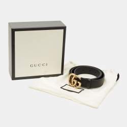 Pre Owned Gucci Black Leather GG Marmont Belt 90CM