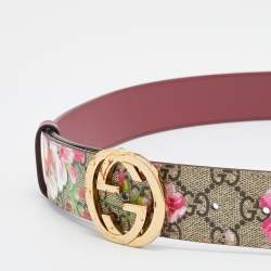 Gucci Multicolo GG Supreme Blooms Print Canvas Interlocking G Buckle Belt 100CM